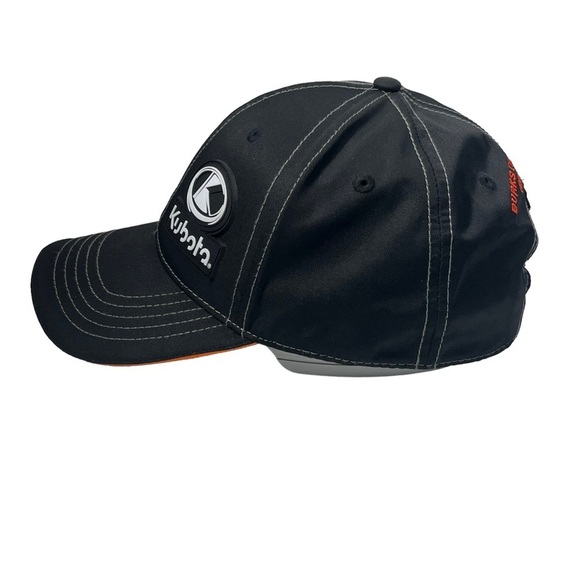 KUBOTA Tractor Adjustable Black Embroidered Baseball Hat Cap Curved Brim - Picture 3 of 8